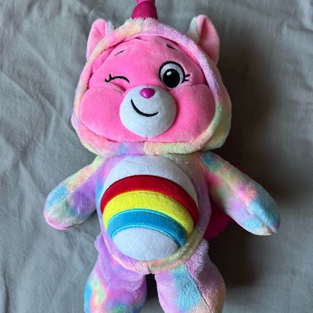 CARE BEAR Unicorn Hoodie Plush 12" Doll Toy Pink Purple Rainbow Kids‎ Child Wink